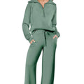 Autumn Winter Two-Piece Casual Sports Suit Simple Comfortable Zipper Long Sleeved Sports Shirt with Wide Leg Loose Fit Pants