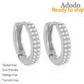 Designer Inspired Double Row Diamond Wholesale Fine Gold Plated S925 Pure Silver Huggie Hoop Earrings for Women