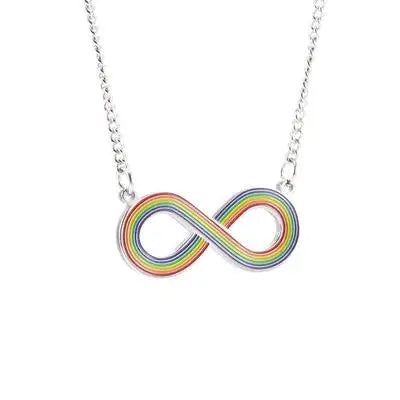 INS Hot Selling Rainbow Pride Necklace Couple Matching Necklace Dainty Infinity Necklace for Women Men