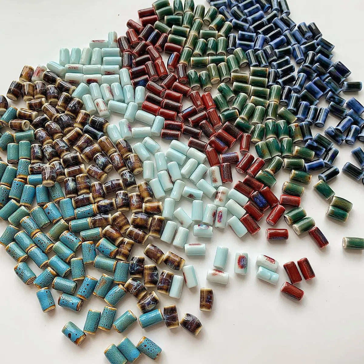 New 6*10mm Ceramic Clay Porcelain Beaded Simple Cylindrical Tube Loose Beaded Charm for DIY Bracelet Jewelry Accessories