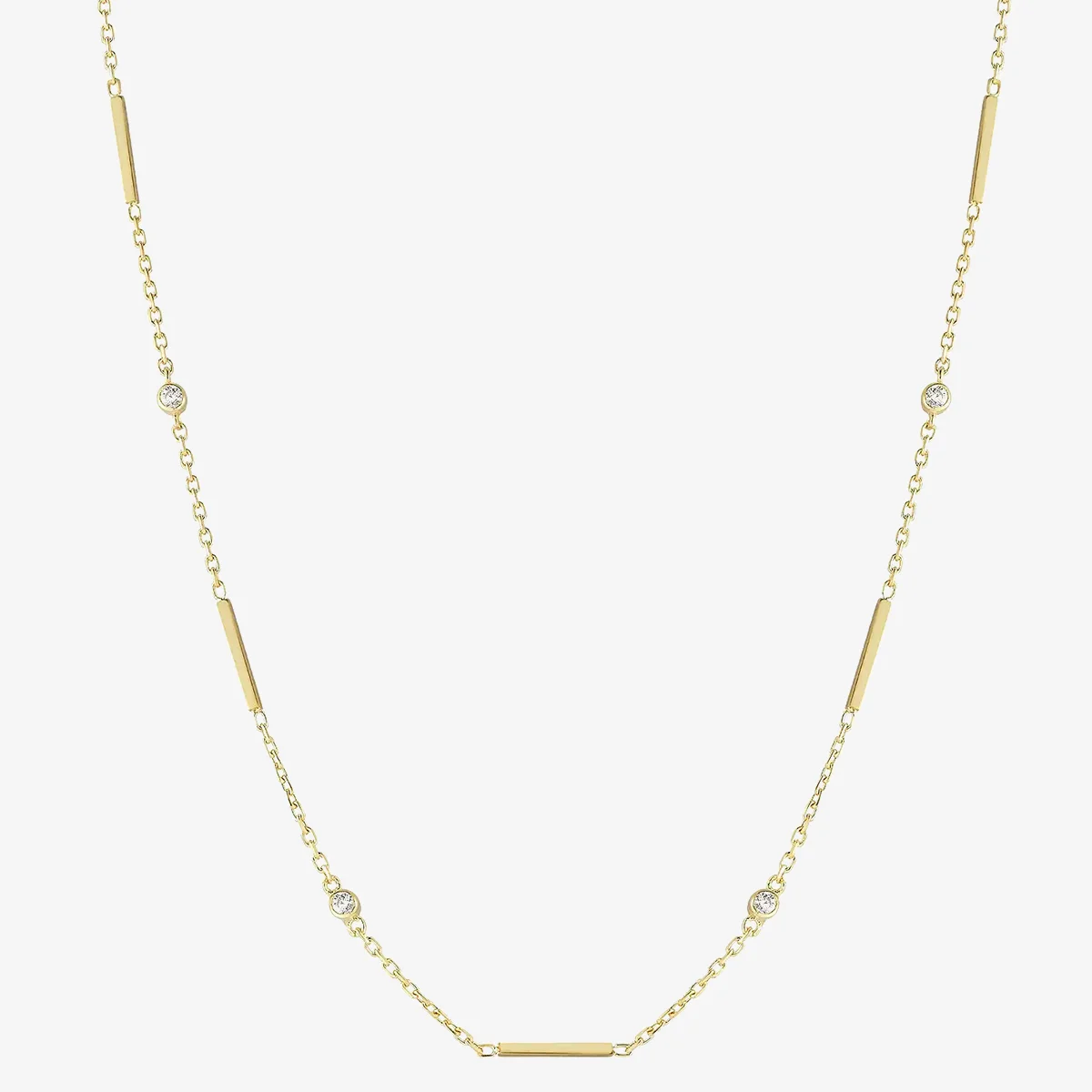 925 Sterling Silver Women Jewelry Gold Plated CZ Chain Necklace Necklace