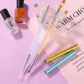 1pcs Professional Double Side  Nail Art Brush With Two Hat Matt Acrylic Handle Nail Art Pen Liner Pen Beauty UV Gel Brush