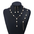 G434 Simple Earring Necklace Bracelet Set Pearl Jewelry Sets