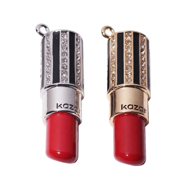 Lipstick Shape Girls' Handbags Accessory Metal Plate Embossed Zinc Alloy Crystal Logos Chain Tags Special Bag Parts Accessories