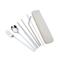 Stainless Steel SUS 304 Mirror Polished Outdoor Camping Portable Travel Cutlery Set with Chopsticks Straw Fork Spoon with Case