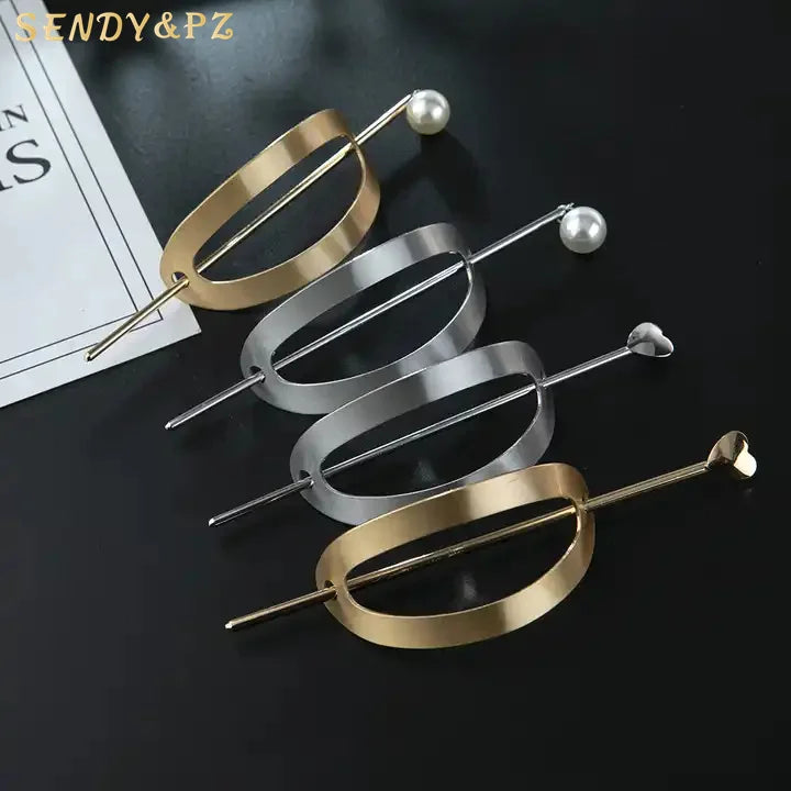 Simple Trendy Irregular Curved Geometric Hair Stick for Girls Women Hollow Hairpins Ornament Hair Clip