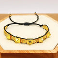 Handmade Gold Rivet Woven Bracelet   Couples Stylish Geometric Custom Miyuki Beaded Gold Charms for Bracelets for Women