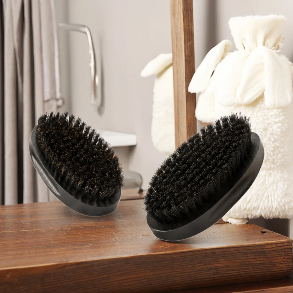 Factory Price Wholesale Private Label Custom Laser Logo Shaving Brush Board Bristle Black Wooden Beard Brush for Men