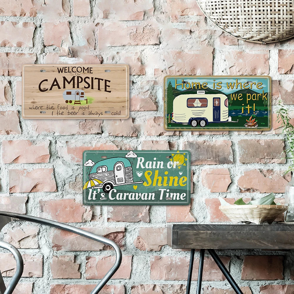 Camping Outdoor Vintage Metal Plate Art Sign Outdoor Adventure Campsite Glamper Decor Car License Plate