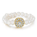 RINNTIN GPR06 New Arrivals Handmade Real 925 Sterling Silver Charm Paved 4A Cubic Zirconia Stretch  Cultured Round Pearl Rings