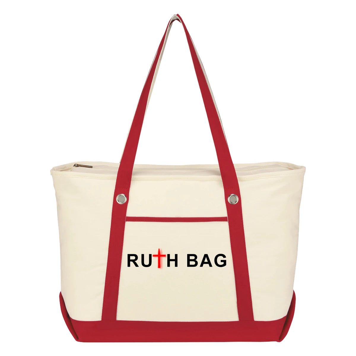 Ruthbag Large Cotton Canvas Sailing Tote Bag with Front Pocket and Top Zippered Closure Leopard Pattern