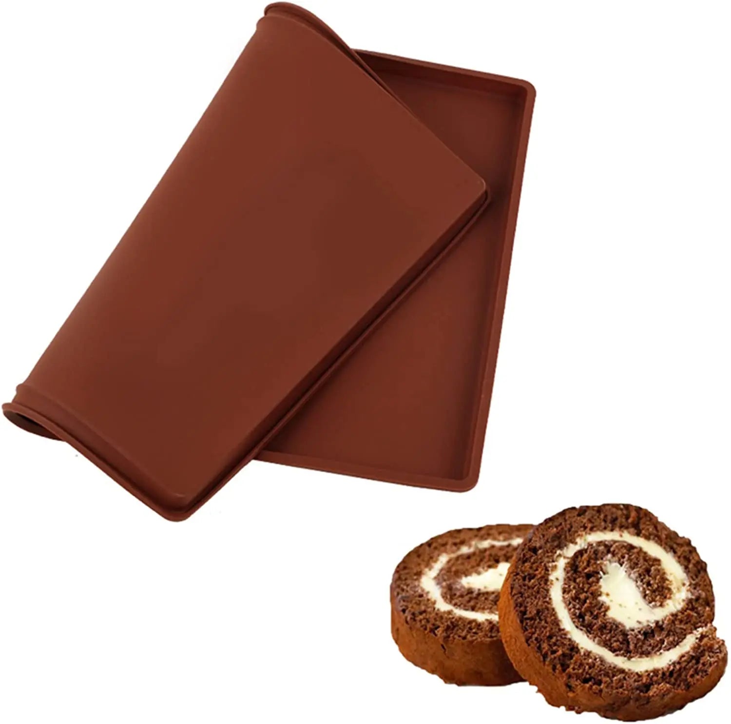 Swiss Roll Cake Mat - Flexible Multipurpose Silicone Sheet Non Stick Jelly Roll Pan Baking Tray Pastry Mat Pizza Cookies Mould