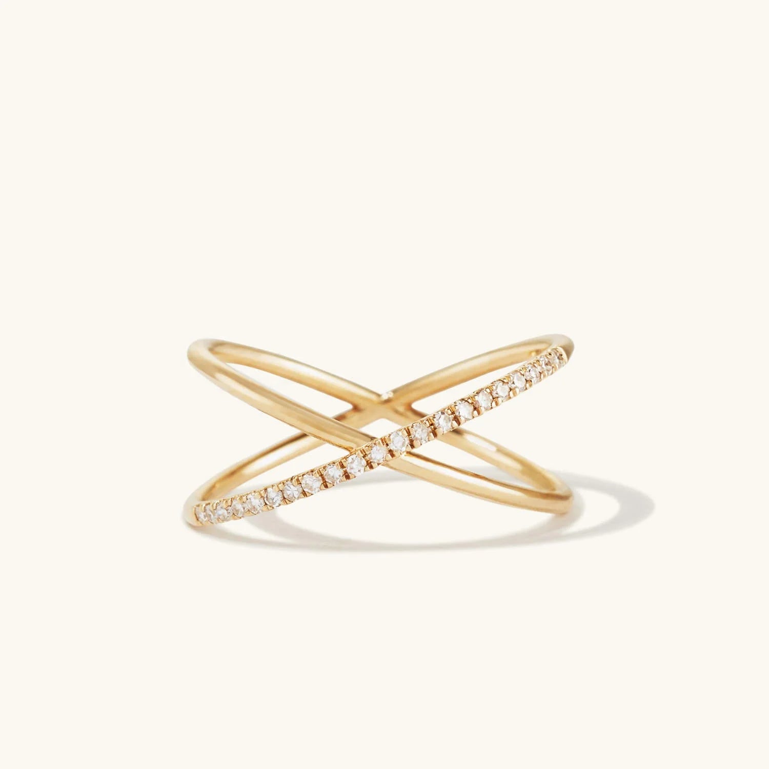 LOZRUNVE 925 Sterling Silver Pave Overcross X Double Band Delicate Ring Women Gold