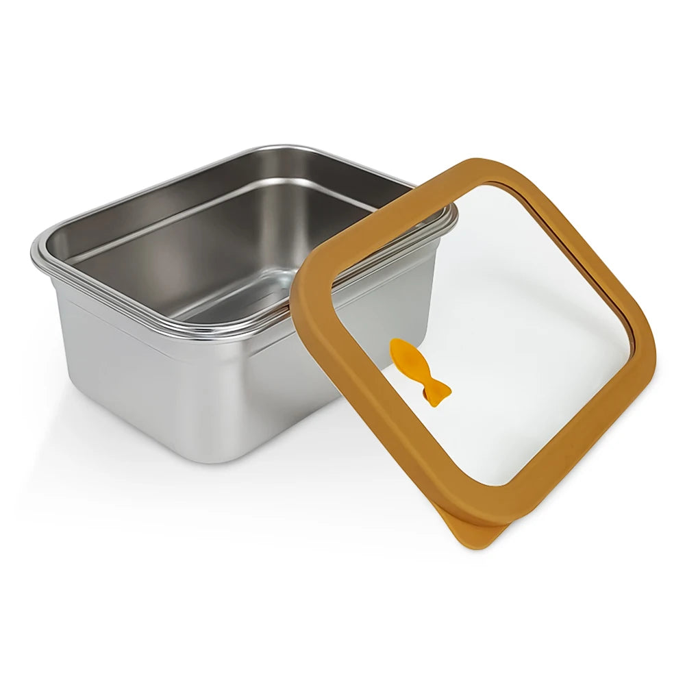 Stainless Steel Lunch Box Kids Leak Proof Metal Bento Box Microwave Safe Stackable Airtight Meal Prep Containers for Lunch