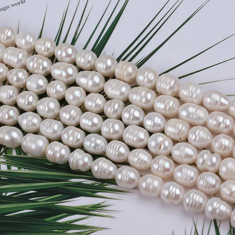 Wholesale 10-11mm Natural White Freshwater Rice Pearl Beads Strand