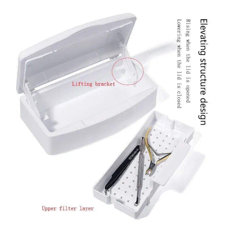 Misscheering Nail Art Enhancement White Soaking Disinfection Box Filtering and Cleaning Nail Enhancement Tools Cleaning Box