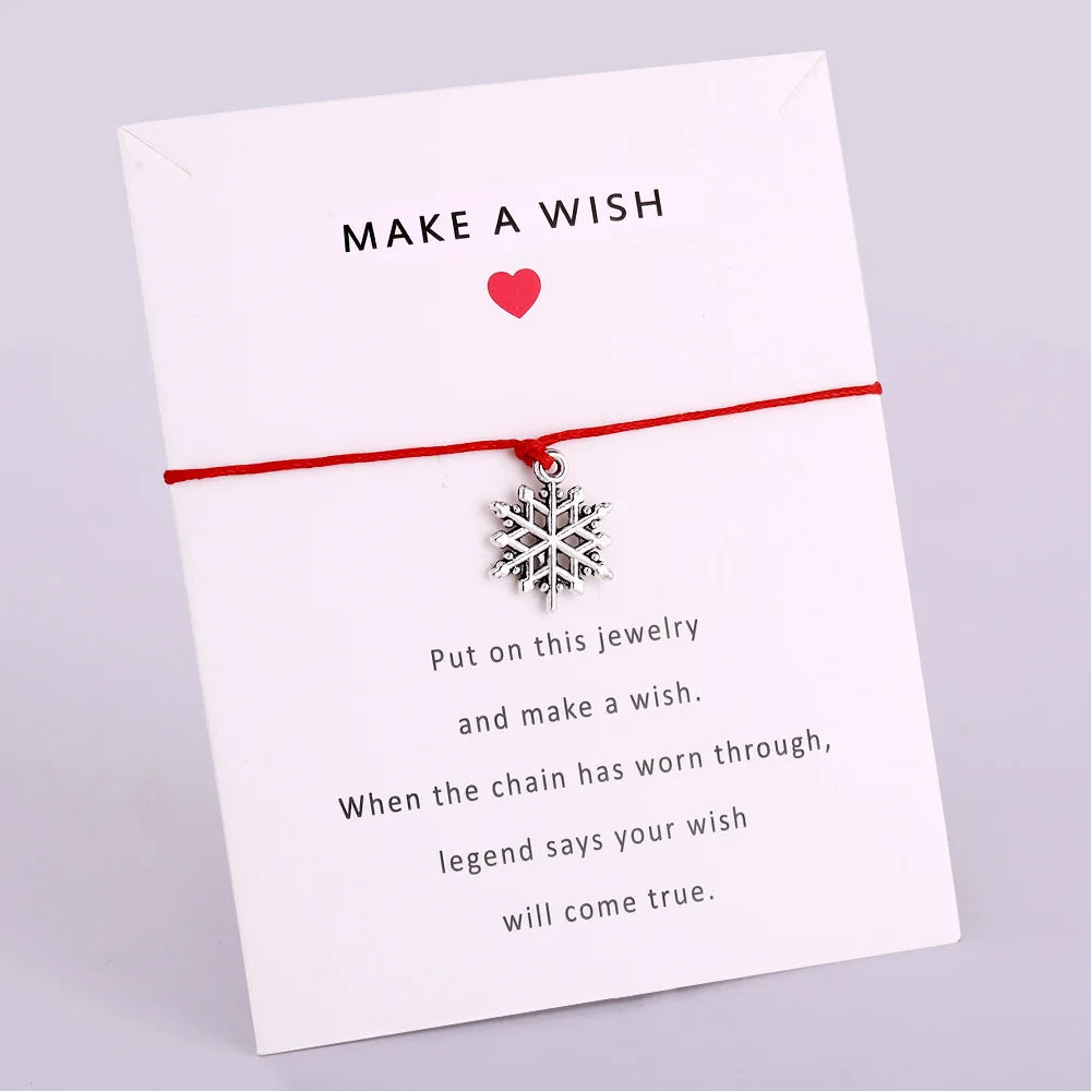 Manufacturer Snowflake Christmas Tree Jingle Bells Santa Claus Christmas Gift Make a Wish Men Rope Ladies Bracelet