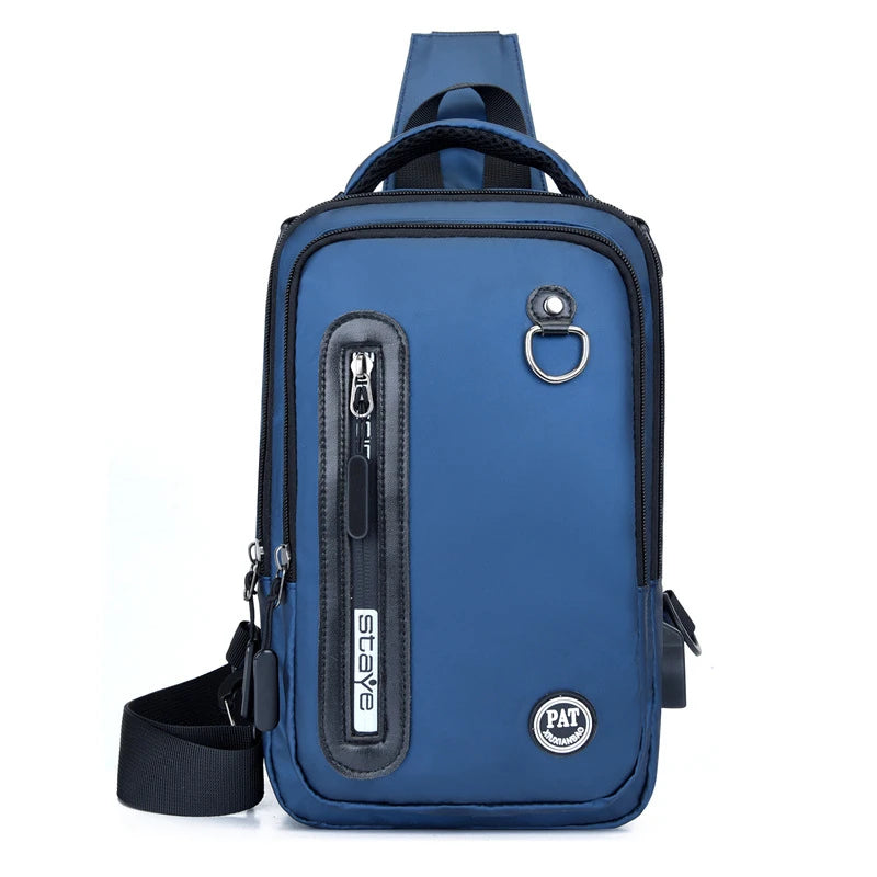 2022 New Men's Waterproof Sports Leisure Chest Bag Fashion Messenger Bag Travel Backpack with USB