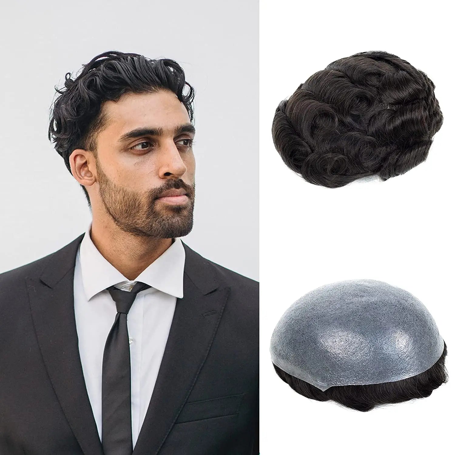 GTS 100% Human Hair Thin Skin Toupee Male Patch 0.08mm PU Base Hand Knotted Men Toupee Vendor Wigs Replacement Systems for Men