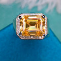 Men Silver 925 Original 5 Ct Brilliant Emerald Cut Diamond Test Past Yellow Moissanite Wedding Ring for Women Gemstone Jewelry