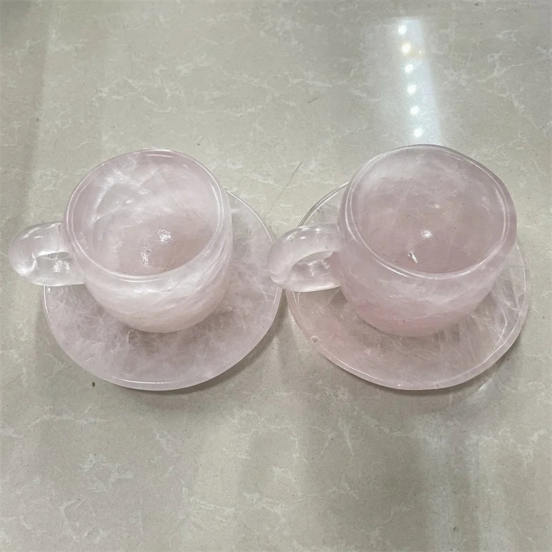 Natural Healing Gemstone Crystal Cup Hand Carved Rose Quartz Tea Cup for Gift
