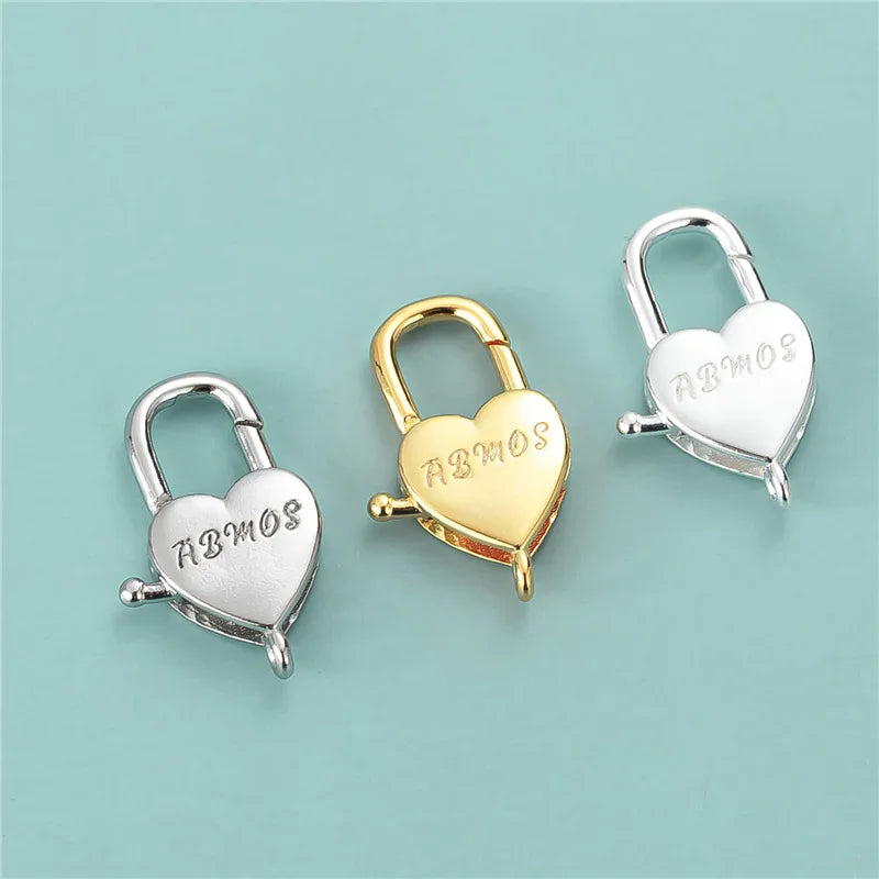 Sweet 925 Sterling Silver Heart Spring Clasp Gold Plated Peach Heart Lobster Clasp for Bracelet Necklace Jewelry Clasp Making