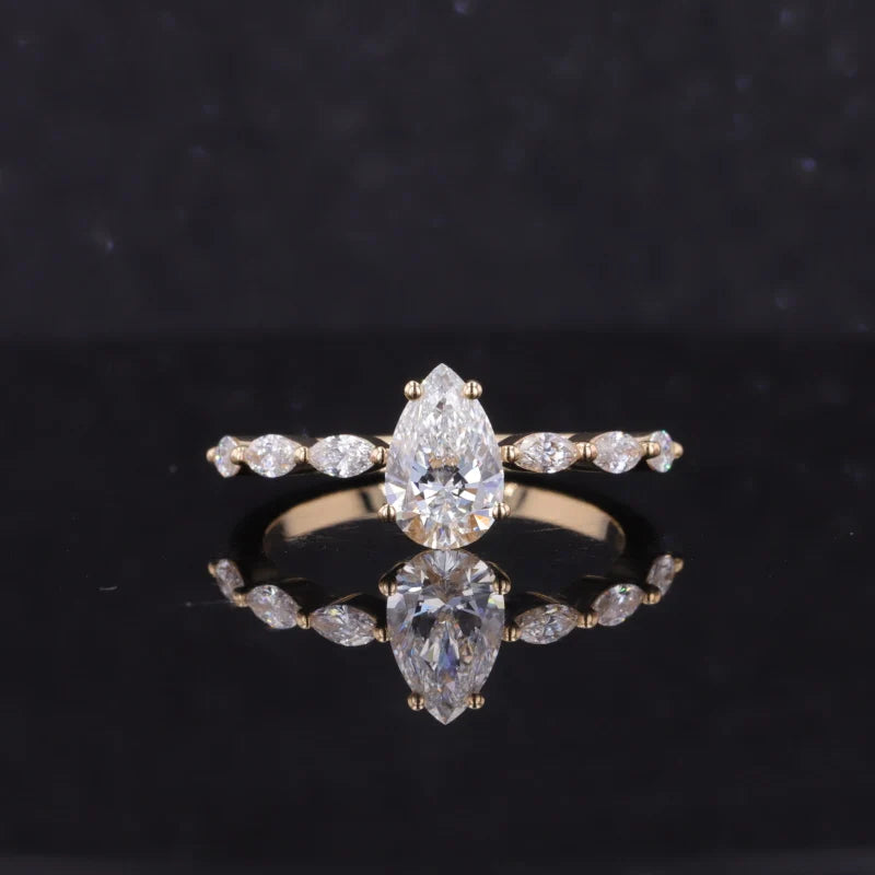Starsgem 10k Gold Pear Cut Wedding Ring Lab Grown Diamond Rings