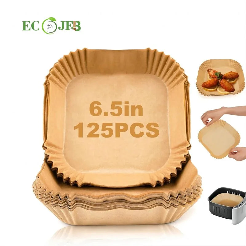 6.5inch 125pcs Pack Air Fryer Liners Square Parchment Paper