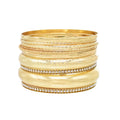 Set of 9 Women's Punk Gold and Silver Plated Spiral Circle Round Rhinestone Bangles Boho Party Jewelry Gift