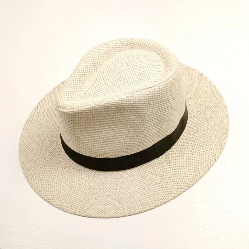 WD-A751 Unisex Outdoor Straw Hat Summer Sunscreen Hat Panama Straw Hat Paper Image Wedding Adults Female Ribbon Rope Free Size