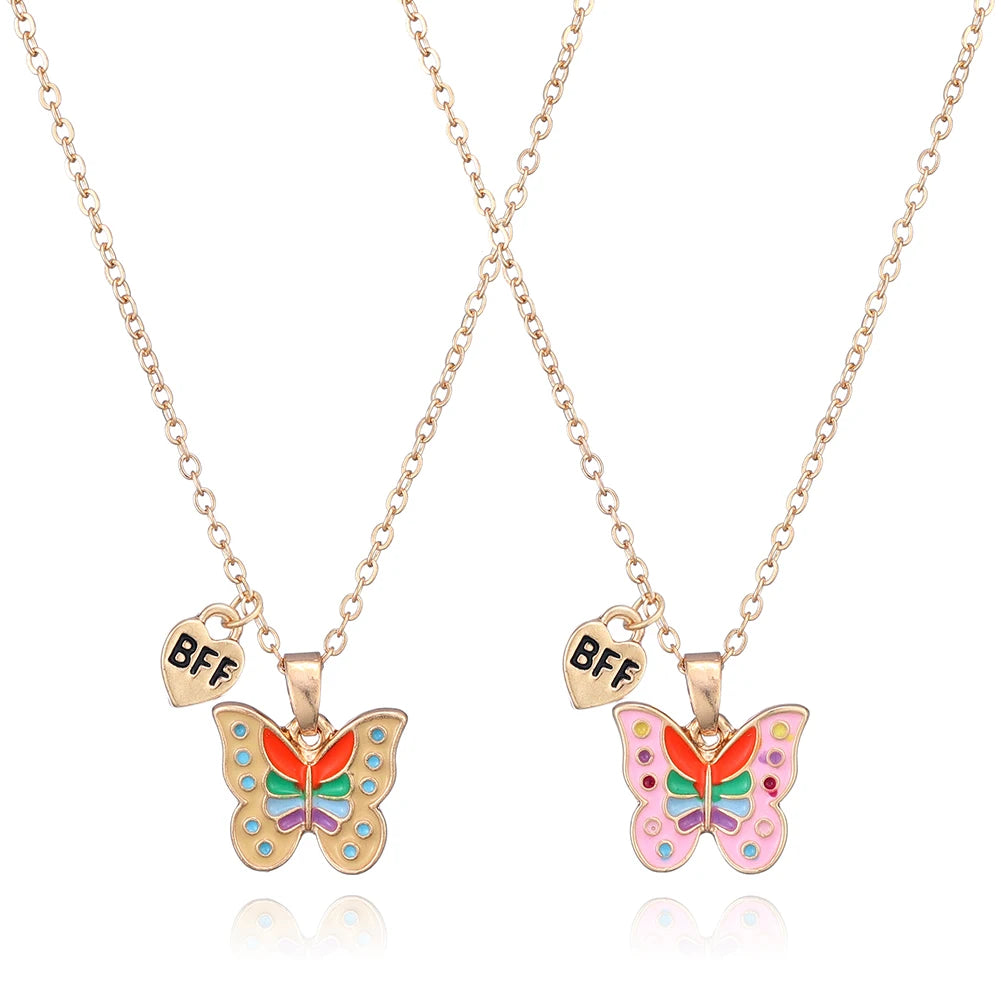 Fashion Zinc Alloy Enamel butterfly Necklace Girls Jewelry