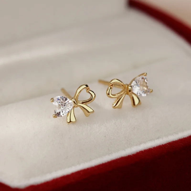 Wholesale 925 Silver Fashion Earrings Jewelry 925 Sterling Silver Bowknot Stud Earring Simple Versatile Earring for Women