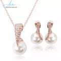 Wholesale Women Fashion Necklace Earrings Jewelry Sets Luxury Ethiopian Pearl Gold Crystal Indian Wedding Bridal Jewelry Set