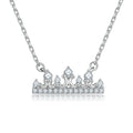 925 Sterling Silver Vintage Metal Charms Princess Crown Zircon Pendant Necklace