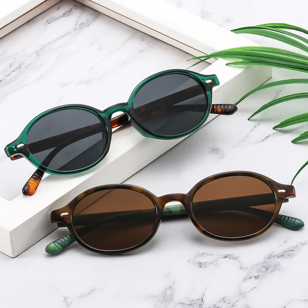 Oval Shades Eyeglasses Logo Custom Glasses Fashion Trendy Unisex Sunglasses Vintage Sun Glasses