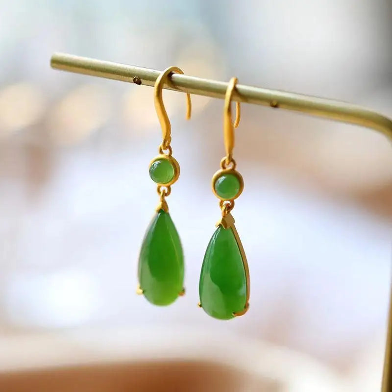 Tongxin Fashion Jewelry S925 Sterling Silver Inlaid Hetian Jasper White Jade Earrings Valentine's Day Gift