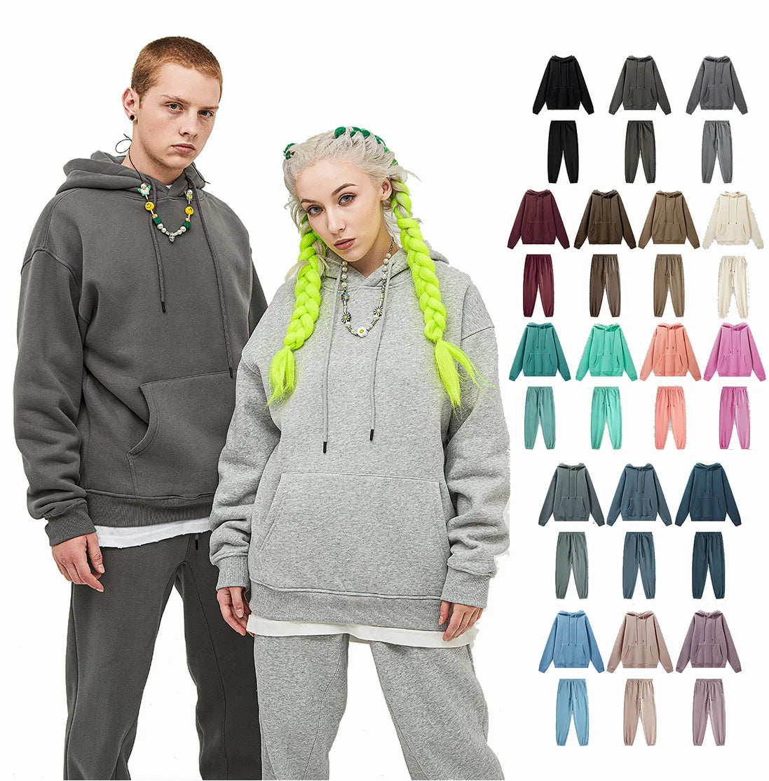 36colors Muti Color American Solid 345g Thick Fleece Pullover Hoodie Oem Custom logo Men Women Causal Blank Plain Hoodies