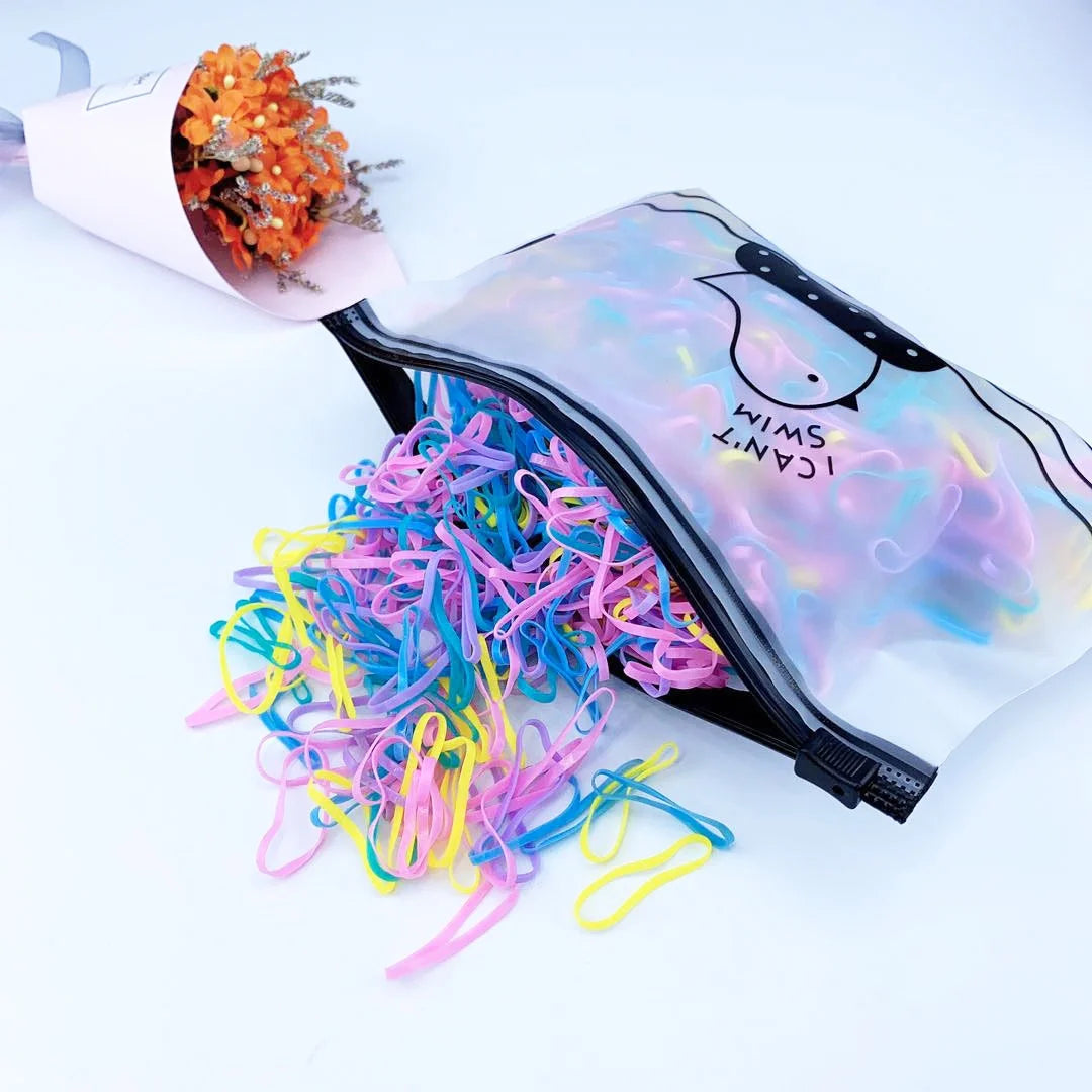 MIO 500Pcs/1000Pcs Bag Colorful Elastic Hair Band Kids Children Cute Rubber Band Hair Tie Ponytail Holder for Babies
