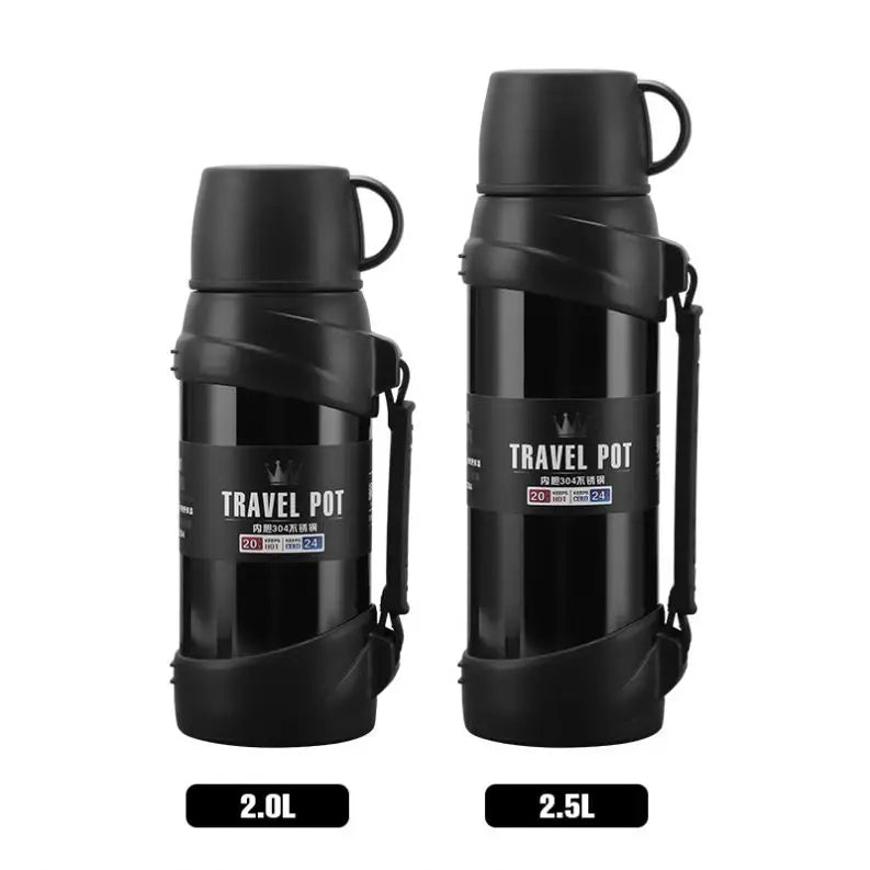 2L2.5L Stainless Steel Water Bottle Big Capacity Drink Cup with Cover Portable Man Mountain Climp Cup Hight Quality Leak Proof