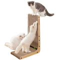 L-Shaped 2-in-1 Cat Scratcher Board Vertical Horizontal Corrugated Paper Scratching Post with Wooden Frame for Cats