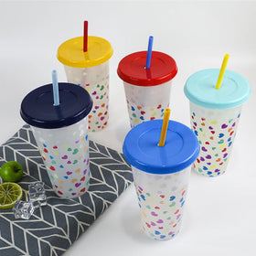 Travel pp Take Away Coffee Water Tumbler Creative Cold Customize Old Plastic Drinking Cups with Straw Lid