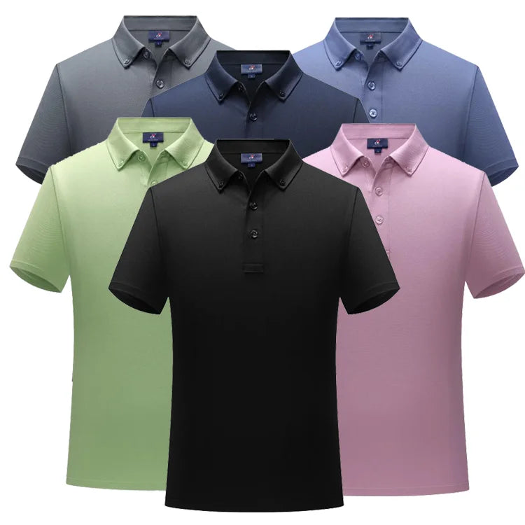 Unisex Polo Shirts 40% Cotton 60% Polyester Fabrics Men High-End and Generous Plain Golf T-Shirts Breathable and Anti-Shrink