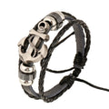 Manufacturer Directly Sale Beaded Vintage Metal Anchor Cowhide Bracelet Personalized Simple Woven Genuine Leather Jewelry Gift