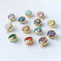 Vintage 6mm Zircon Connector Pendant 14K Gold Filled Birthstone Charms