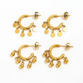 Trendy 18K PVD Gold Plated Tarnish-Free Stainless Steel Bead Dot Tassel Mini C Hoop Earring Stylish Geometric Design Wholesale