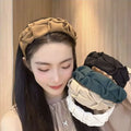 Designer Five Flower Knot Wide Solid Folds Pattern Hair Hoop Accessories Headbands for Women