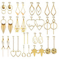Fashion Bohemian Gold Clip Earrings Heart Star Tassel Geometric Pendant Earrings for Girls