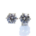 925 Sterling Silver 18K White Gold Plated 8mm 6-Prong Round-Cut Cubic Zirconia Stud Trendy Weddings Parties Gifts Engagements