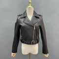 Wholesale Fashion Black Zipper Leather Jackets Custom Size Women Sheep Leather Coat