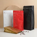 Custom Printed Black Edge Gusseted Stand-Up Pouch Eight Side-Sealed Zipper Flat Bottom Coffee Packaging Food-Grade Bags
